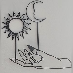 Mystical Celestial Balance Moon Sun  Witchy Wall Art Hanging Home Decor/Accent